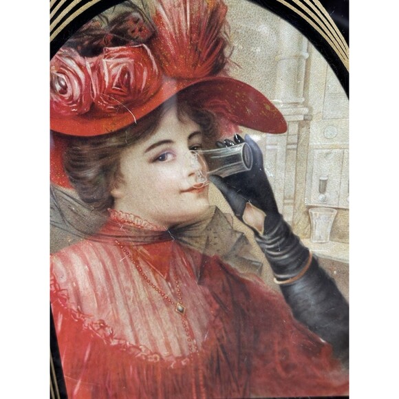 VTG RETRO Coca-Cola Victorian Lady Art Ornate Frame Black Colored Glass Woman - Picture 3 of 11